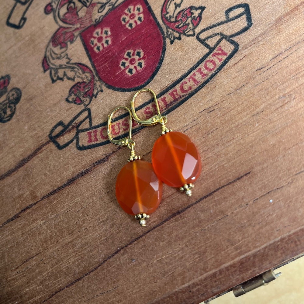 3 / $45- Gorgeous Orange Carnelian gemstone drop earrings